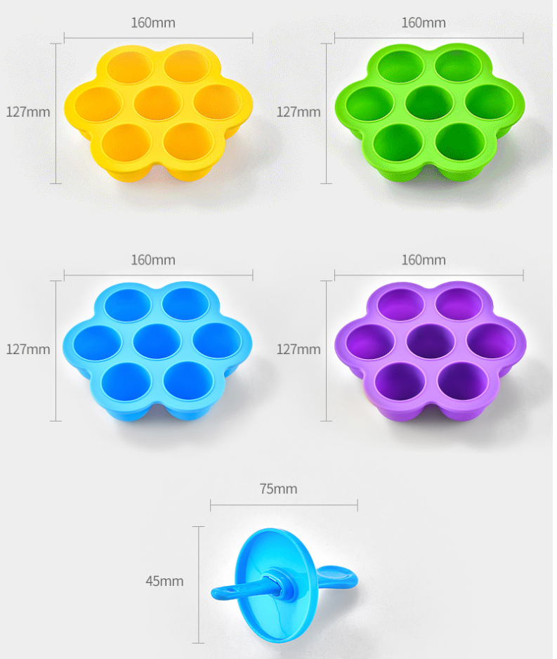 Kitchen Summer Home-Made Ice Cream 7-Hole Silicone Popsicle Multifunctional Ice Tray Mold - Minihomy