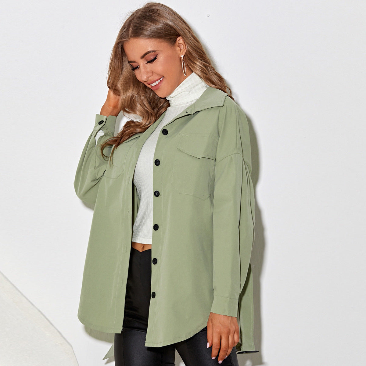 Macaron Solid Color Shirt Jacket - Minihomy