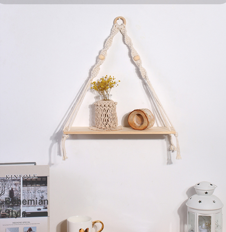 Handmade Macrame Shelf For Hanging Plants And  Wall Decor - Minihomy