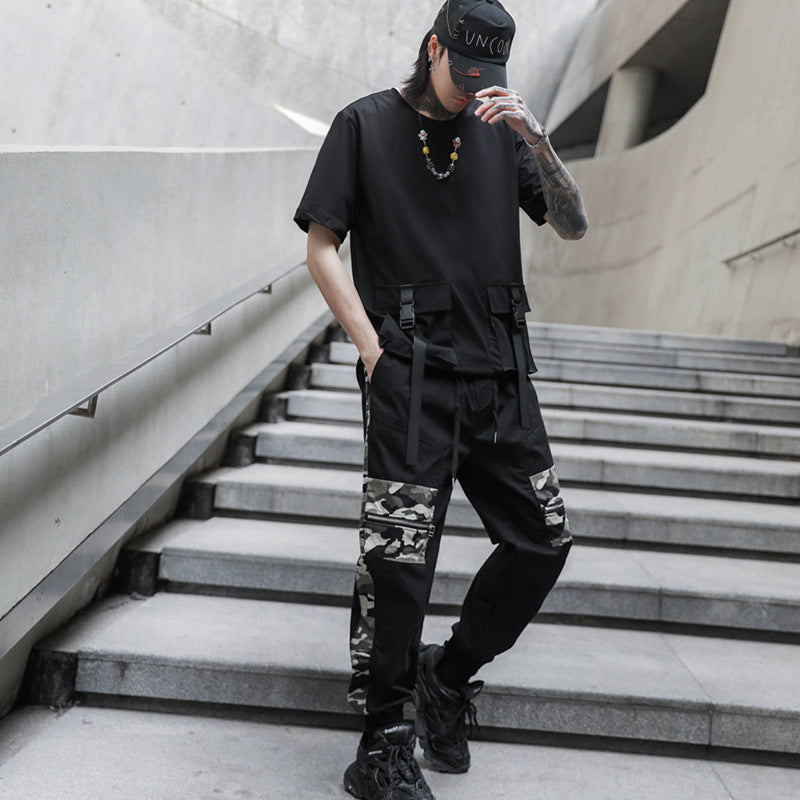 Multi-pocket Camouflage Stitching Casual Overalls - Minihomy