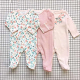 3pcs Flower Sleepsuit Baby Girl Pajamas Newborn Boy Clothes - Minihomy