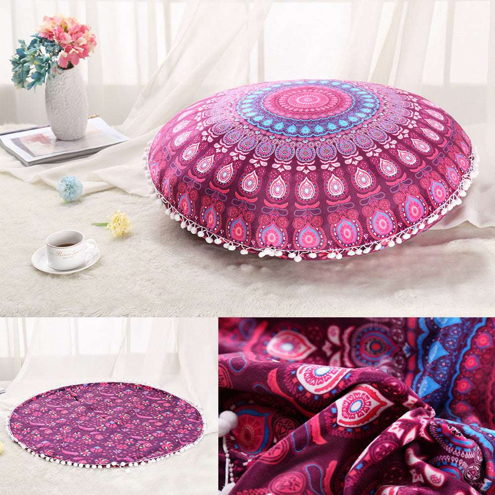 Colorful Mandala Floor Pillows Ottoman Round Bohemian Meditation Cushion Pillow Pouf - Minihomy