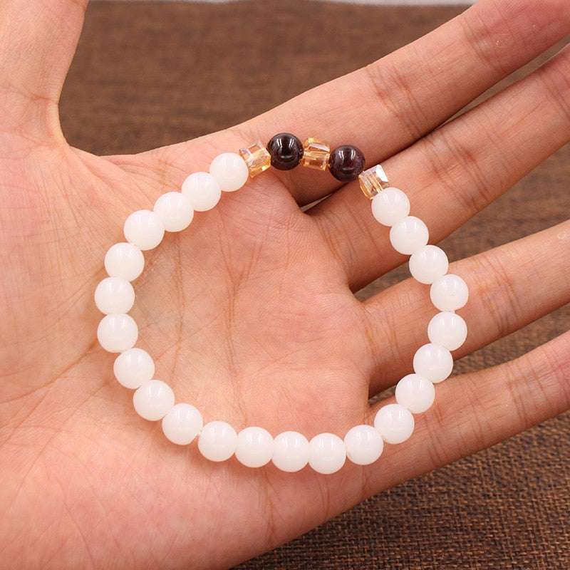 Garnet white jade bracelet - Minihomy