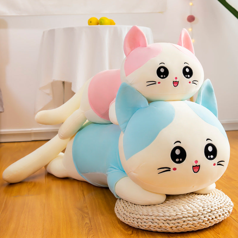 Cute Cat Plush Toy Sofa Cushion Long Throw Pillow - Minihomy