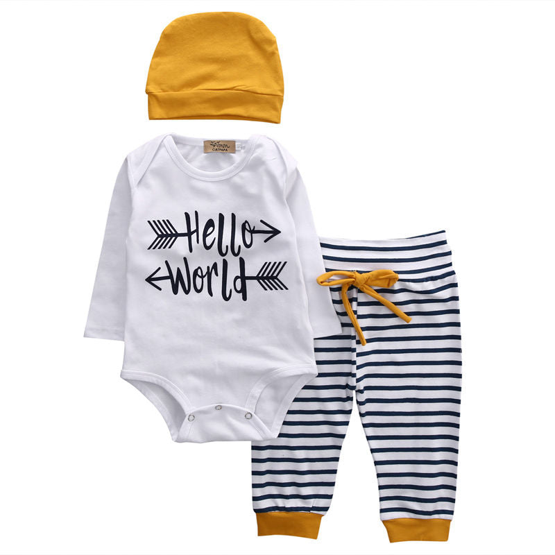 3pcs set Newborn Baby Clothes Long Sleeve Striped Clothing - Minihomy