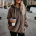 Plus Size Fall Winter Long Sleeve Plush Hooded Shirt Warm Sweatshirt - Minihomy