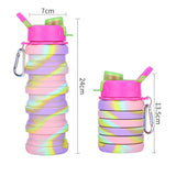 Foldable Water Bottle Leakproof Fold Silicone Cute Water Bottles Kids Cup with Straw - Minihomy