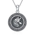 Wolf Necklace Sterling Silver Irish Vintage Celtics Knot Medallion Wolf Head Pendant Necklace Jewelry Gift