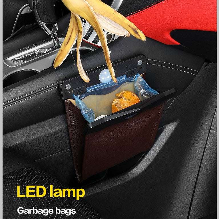 LED Car Trash Can Organizer Garbage Holder Automobiles Storage Bag Accessories Auto Door Seat Back Visor Trash Bin Paper Dustbin - Minihomy