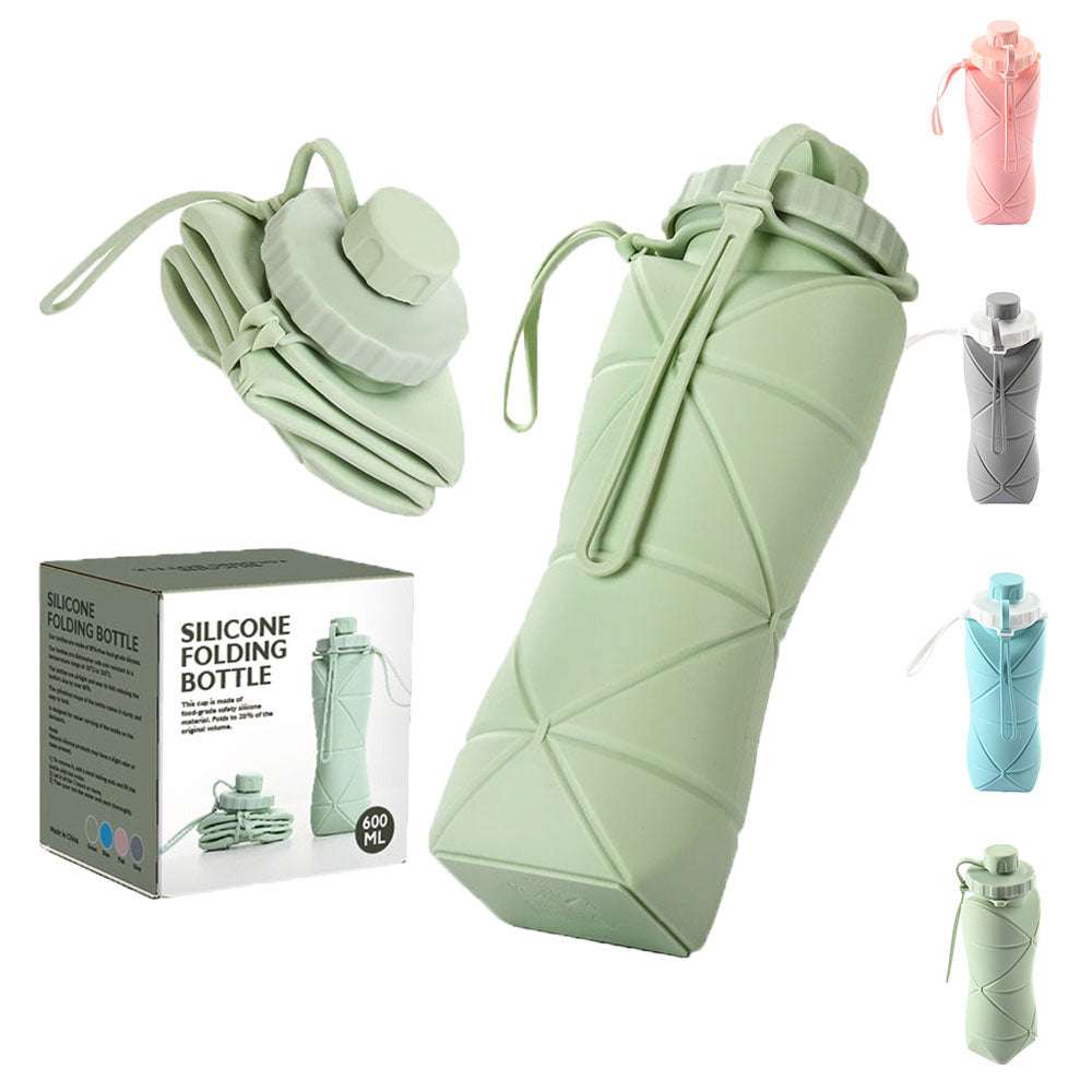 600ml Folding Silicone Water Bottle - Portable Sports Bottle - Minihomy