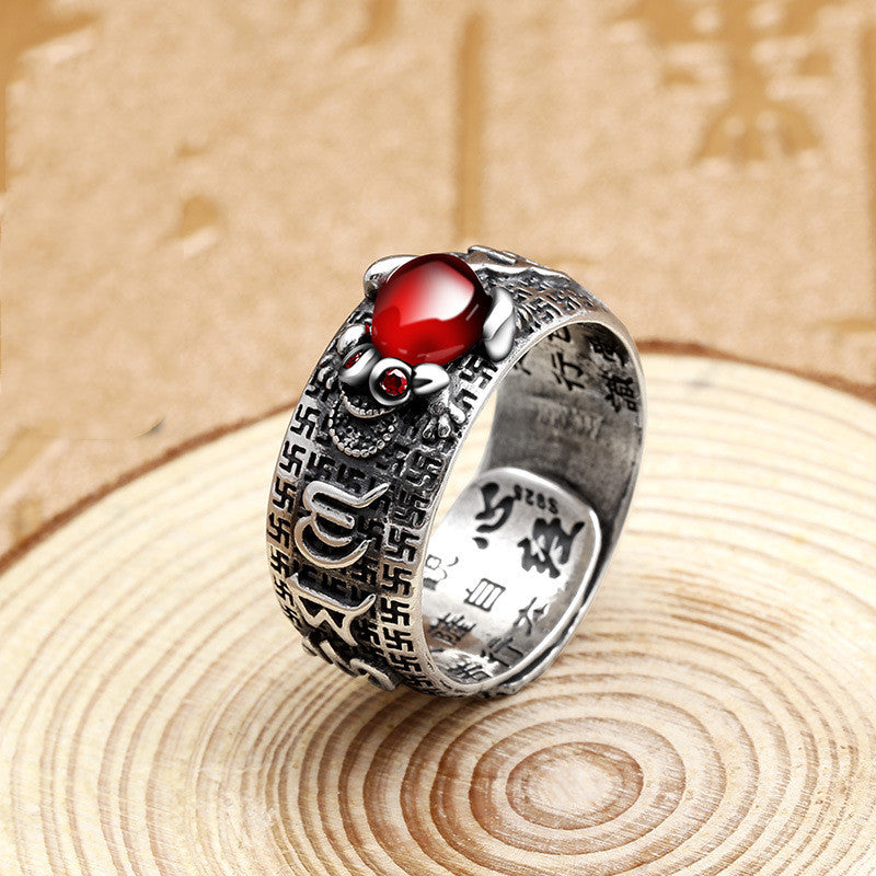 Little Pixiu Heart Sutra Ring Men And Women Lucky - Minihomy