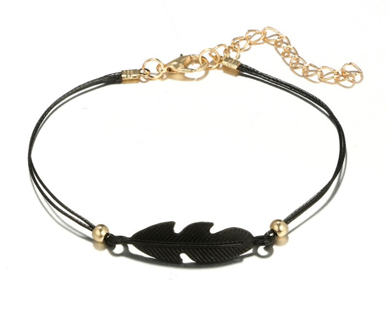 Black Love Heart Openwork Lotus Ball Leaf Bracelet Four-piece Set - Minihomy