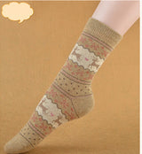 Women's Thickened Warm Retro Christmas Print Socks