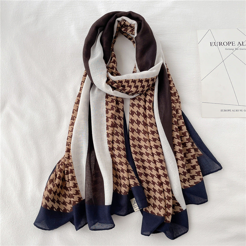 Fake Travel Shawl Geometric Plaid Scarf - Minihomy