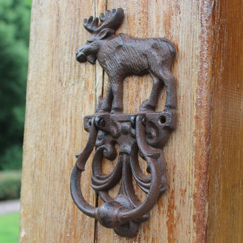 European Retro Nostalgic Cast Iron Crafts Retro Elk Door Knock - Minihomy