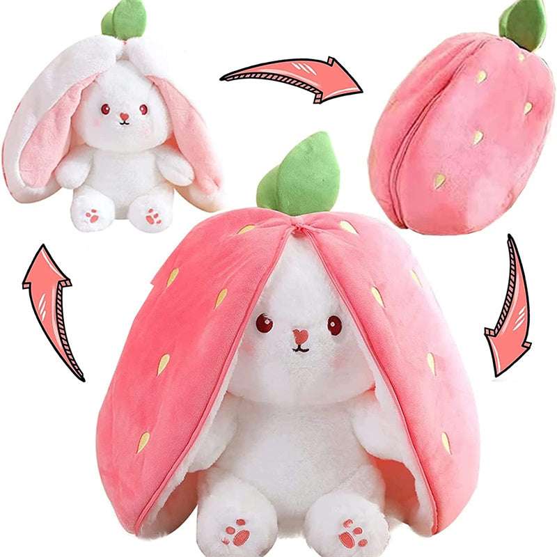 Fruit Transfigured Bunny Plush Toy Cute Carrot Strawberry Turn Into Rabbit Plush Toy - Minihomy