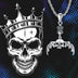 Gothic Skeleton Pendants Necklace with Bat Crown for Men Sterling Silver Matte Gift for Teens - Minihomy