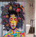 Art Design Graffiti African Girl with Black Hair with Modern Building Shower Curtain for Bathroom Decor - Minihomy