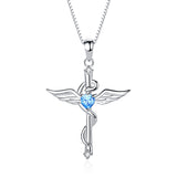 Angel Wings Cross Pendant In Sterling Silver