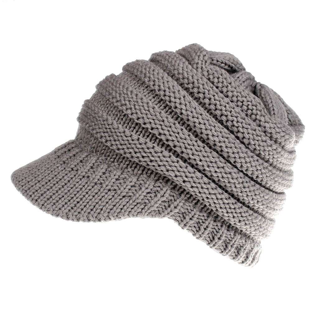 Knitted Baseball Cap Messy Bun Beanie Women Ponytail Beanies Autumn Winter Hats Female Soft Knitting Caps Warm Ladies Skullies - Minihomy