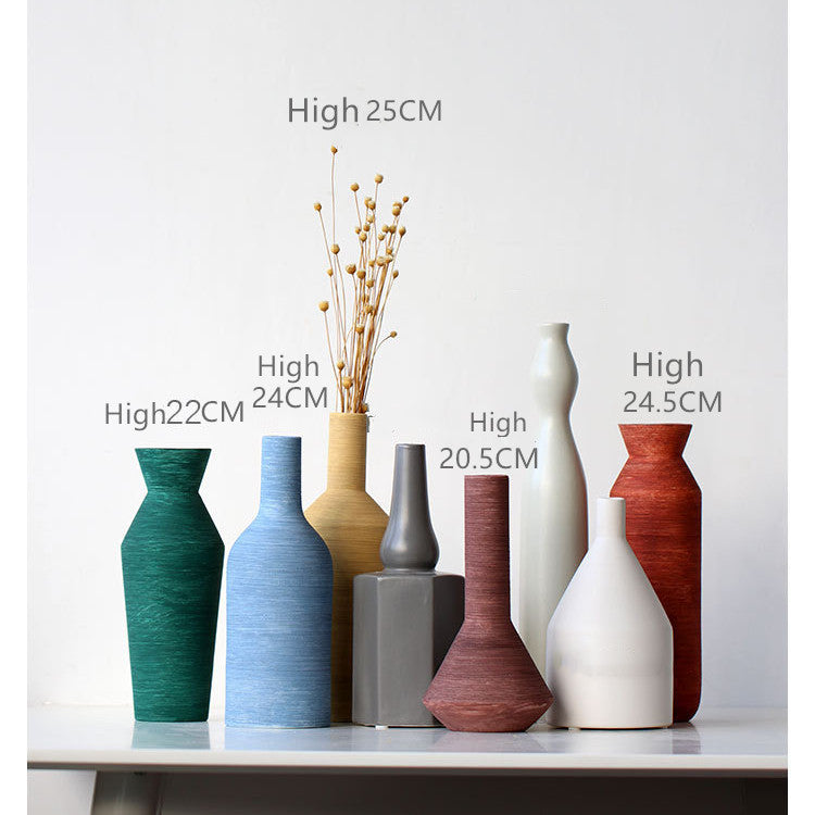 Ceramic Vase Brushed Nordic Modern Minimalist - Minihomy