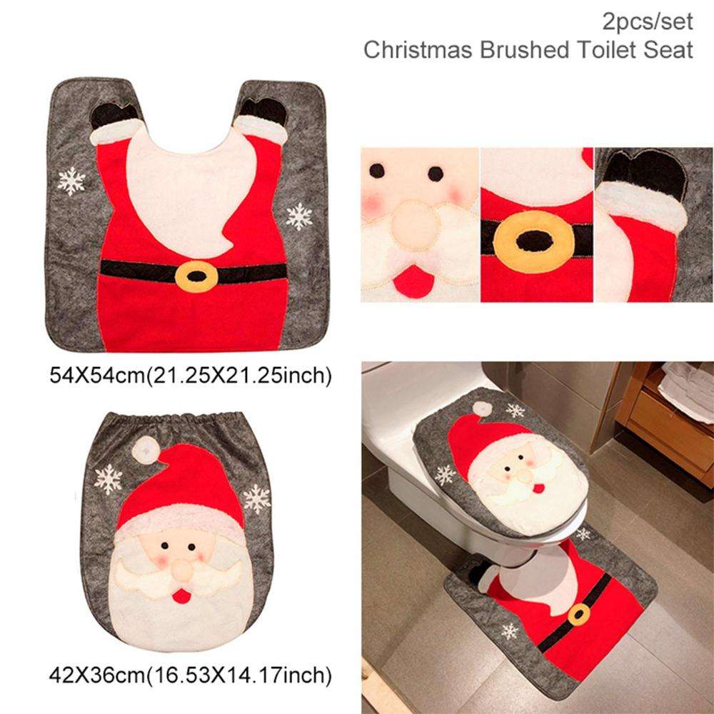 Merry Christmas Bathroom Curtain Santa Claus Toilet Seat Christmas Decorations - Minihomy