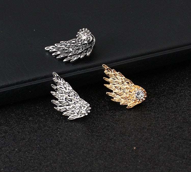 Angel Wings Women Earrings Inlaid Crystal Ear Jewelry Earring Party Gothic Feather Earrings Fashion Bijoux Gold Color - Minihomy