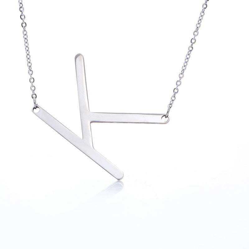 Fabulous Rose Gold Plated Stainless Steel Initial Letter Pendant Necklace - Minihomy