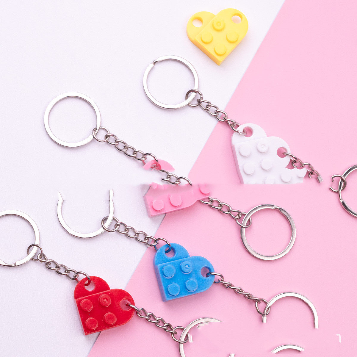 Heart Key Chain Valentines Day Gift Blocks Can Split Key Link Couples - Minihomy