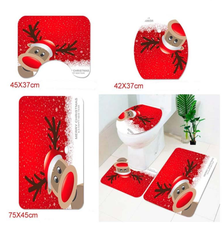 Merry Christmas Bathroom Curtain Santa Claus Toilet Seat Christmas Decorations - Minihomy