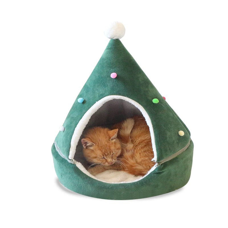 Christmas Tree Pet Bed Winter Warm Pet Nest Cat House Dog pet supplies - Minihomy