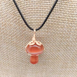 Winding Small Mushroom Natural Stone Necklace