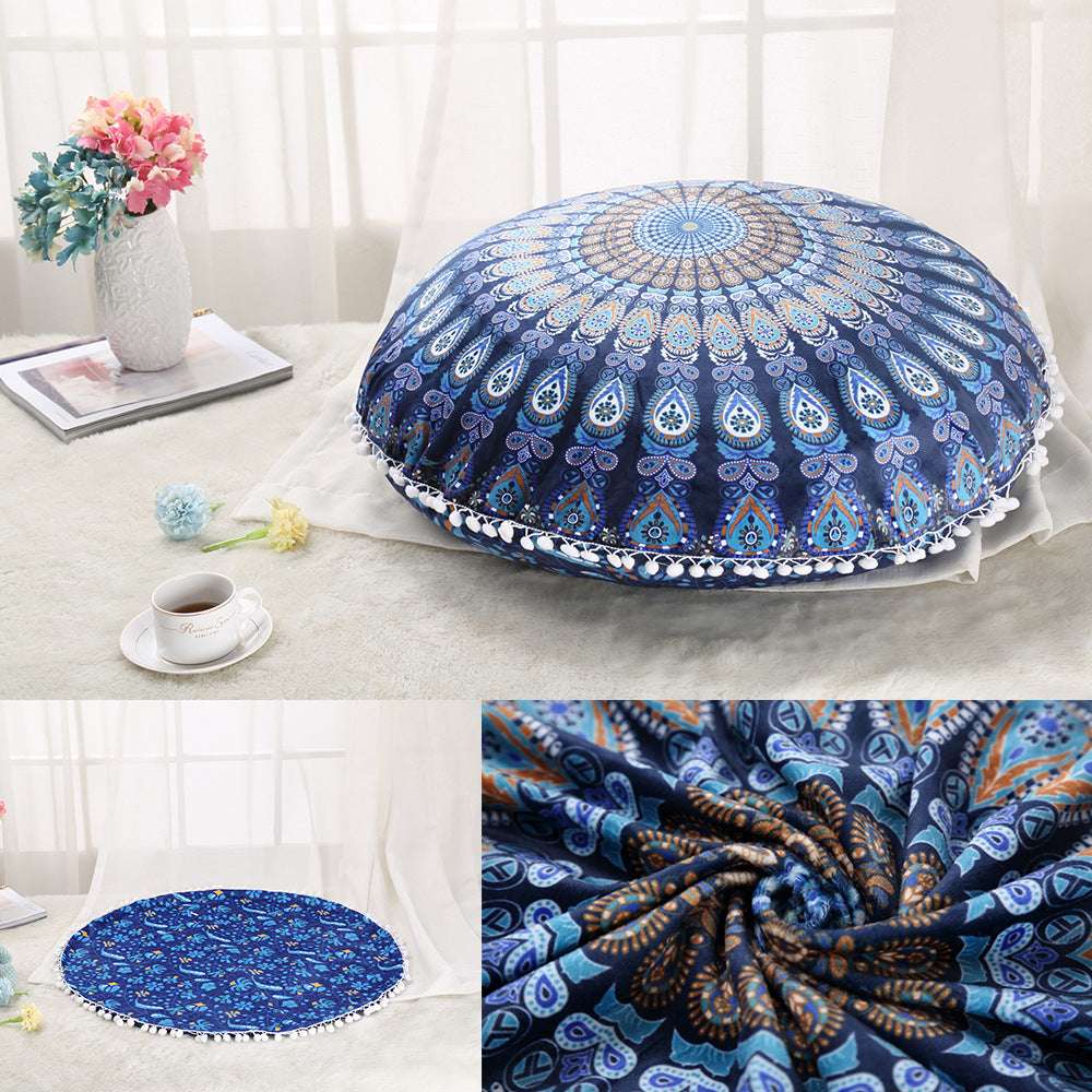 Colorful Mandala Floor Pillows Ottoman Round Bohemian Meditation Cushion Pillow Pouf - Minihomy