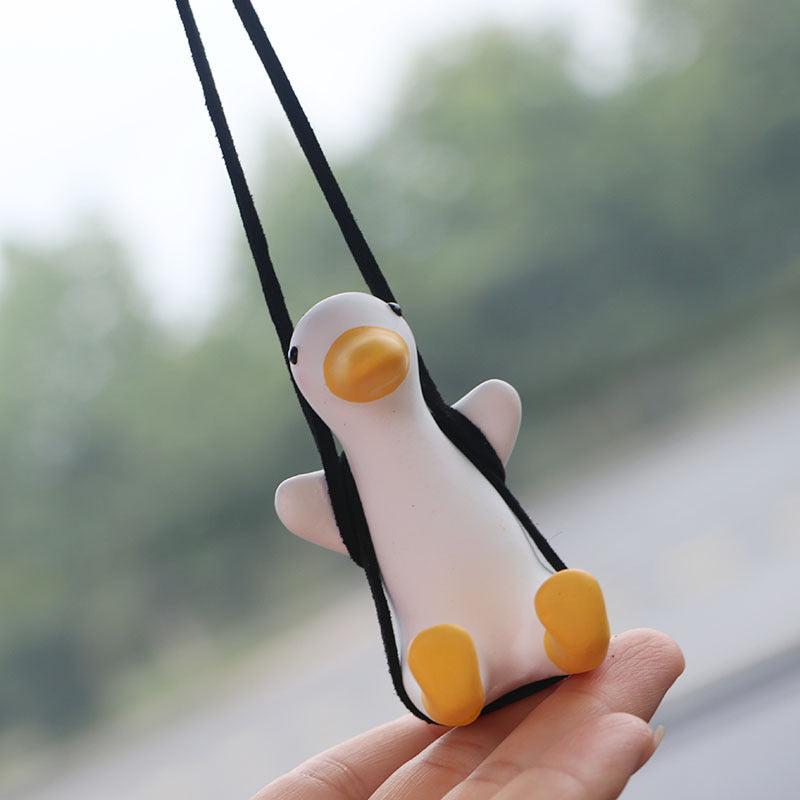 Cute Anime Car Accessorie Swing Duck Pendant Auto Rearview Mirror Ornaments Birthday Gift Auto Decoraction Car Fragrance - Minihomy