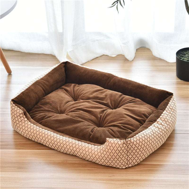 Kennel pet supplies in the large dog pet nest Golden Retriever dog bed autumn and winter cotton dog mat - Minihomy