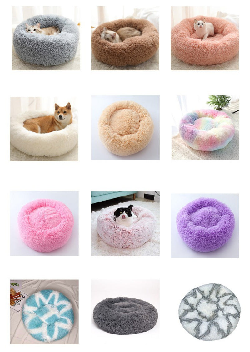 Soft Thick Cutton Plush Round Pet Bed - Minihomy