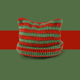 Ins Little Devil Striped Knitted Wool Hat Women - Minihomy