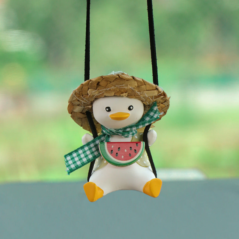 Car Pendant Cute Anime Little Duck Swing Auto Rearview Mirror Hanging Ornaments Interior Decoraction Accessories - Minihomy