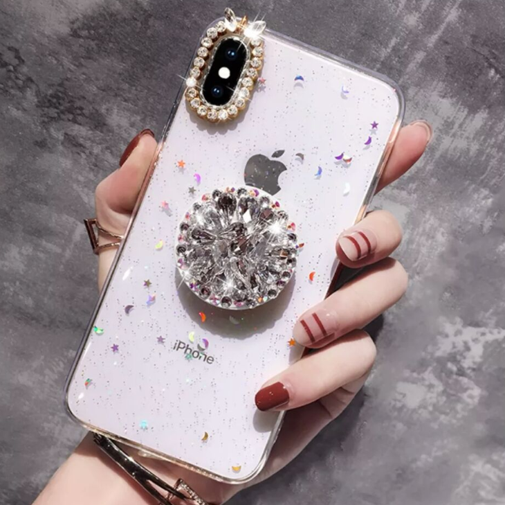 Compatible With Tar Transparent For PhoneX6s7plus All-inclusive Soft Shell Rhinestone Bracket - Minihomy