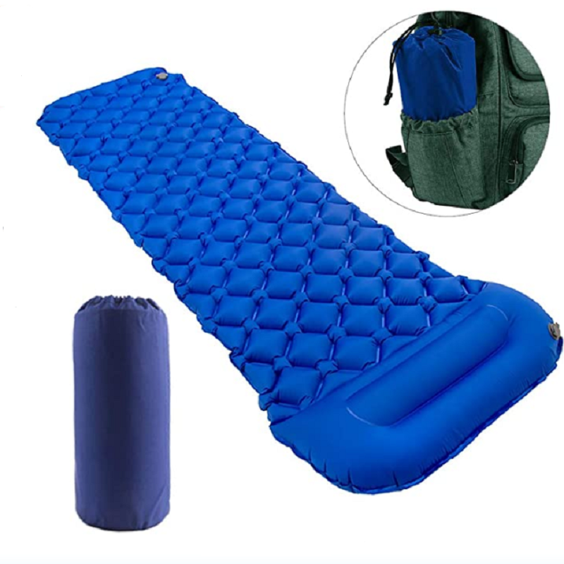 TPU Inflatable Cushion Outdoor Camping Tent Sleeping Pad With Pillows Travel Mat Folding Bed