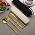 304 Dinnerware Set Flatware Kitchen Accessories Camping Travel Sets Gold Knife Fork Spoon Portable Cutlery Sets With Case - Minihomy