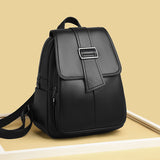 Soft Leather Backpack Belt Decoration Casual Bag