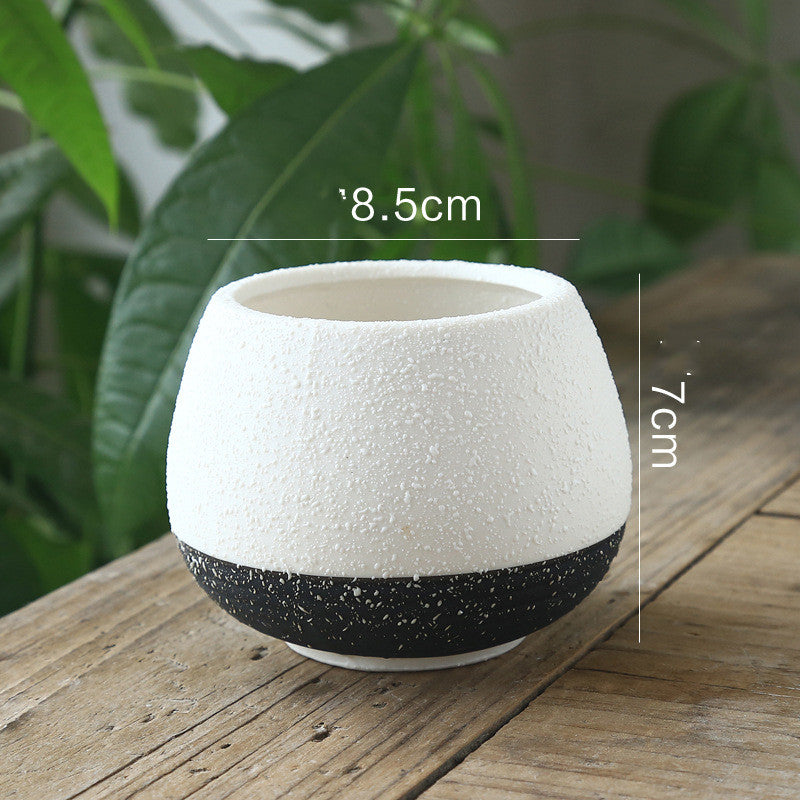 Snow Spray Glaze Black And White Breathable Creative Craft Flower Pot