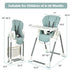 Foldable Baby High Chair with Double Removable Trays and Book Holder-Green - Color: Green - Minihomy