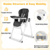 Baby High Chair Foldable Feeding Chair with 4 Lockable Wheels-Black - Color: Black - Minihomy