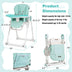 Baby High Chair Foldable Feeding Chair with 4 Lockable Wheels-Green - Color: Green - Minihomy