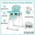 Baby High Chair Foldable Feeding Chair with 4 Lockable Wheels-Green - Color: Green - Minihomy