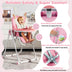 Baby High Chair Foldable Feeding Chair with 4 Lockable Wheels-Pink - Color: Pink - Minihomy