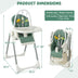 4-in-1 Foldable Baby High Chair with 7 Adjustable Heights and Free Toys Bar-Green - Color: Green - Minihomy