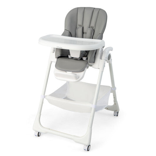 Convertible Infant Dining Chair with 5 Backrest and 3 Footrest Positions-Gray - Color: Gray - Minihomy